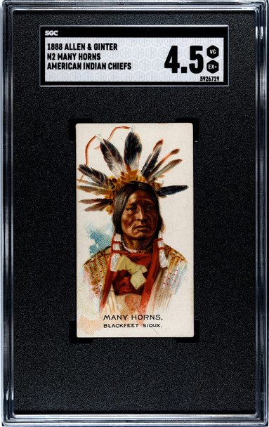1888 N2 Allen & Ginter Many Horns American Indian Chiefs SGC 4.5 front of card
