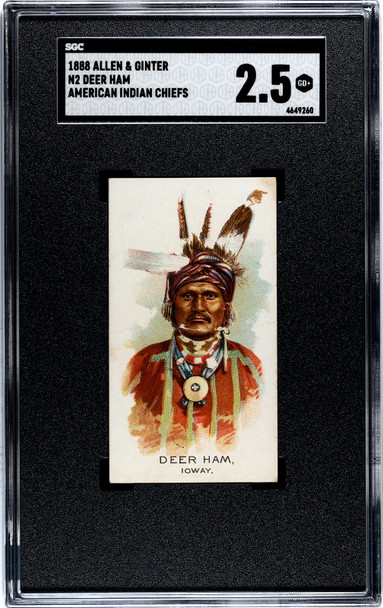 1888 N2 Allen & Ginter Deer Ham American Indian Chiefs SGC 2.5 front of card