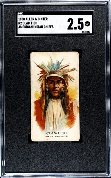 1888 N2 Allen & Ginter Clam Fish American Indian Chiefs SGC 2.5 front of card