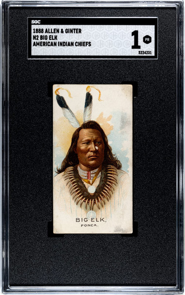 1888 N2 Allen & Ginter Big Elk American Indian Chiefs SGC 1 front of card