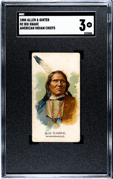 1888 N2 Allen & Ginter Big Snake American Indian Chiefs SGC 3 front of card
