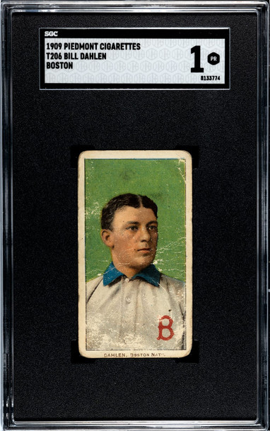 1909 T206 Bill Dahlen Piedmont 150 SGC 1 front of card
