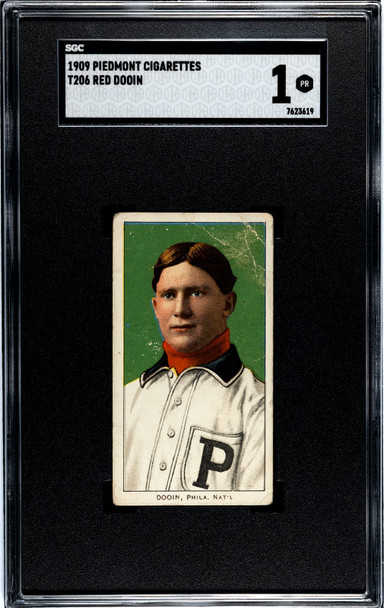 1909 T206 Red Dooin Piedmont 150 SGC 1 front of card