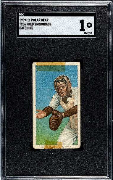 1909-11 T206 Fred Snodgrass Catching Polar Bear SGC 1 front of card
