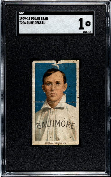 1909-11 T206 Rube Dessau Polar Bear SGC 1 front of card