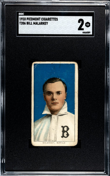 1910 T206 Bill Malarkey Piedmont 350 SGC 2 front of card