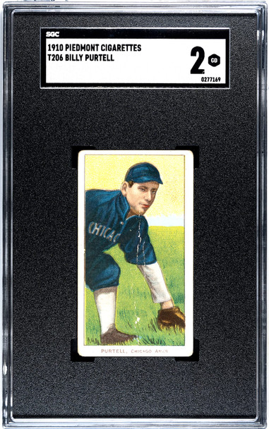 1910 T206 Billy Purtell Piedmont 350 SGC 2 front of card