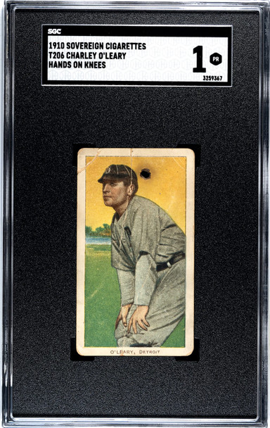 1910 T206 Charley O'Leary Hands on Knees Sovereign 350 SGC 1 front of card