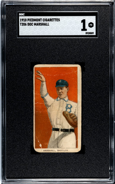 1910 T206 Doc Marshall Piedmont 350 SGC 1 front of card