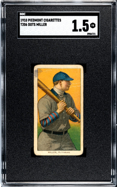 1910 T206 Dots Miller Piedmont 350 SGC 1.5 front of card