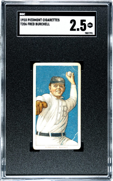 1910 T206 Fred Burchell Piedmont 350 SGC 2.5 front of card