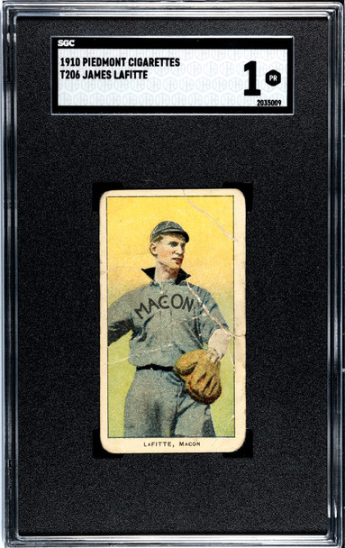1910 T206 James Lafitte Piedmont 350 SGC 1 front of card