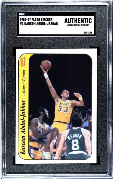 1986 Fleer Kareem Abdul-Jabbar #1 SGC Authentic front of card