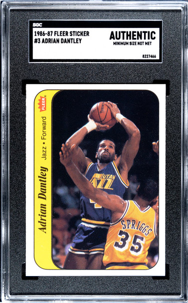 1986 Fleer Adrian Dantley #3 SGC Authentic front of card