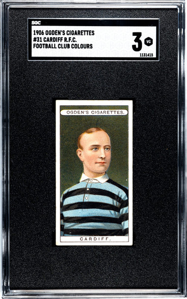 1906 Ogden's Football (Rugby) Club Colours Cardiff RFC #31 Football Club Colours SGC 3 front of card