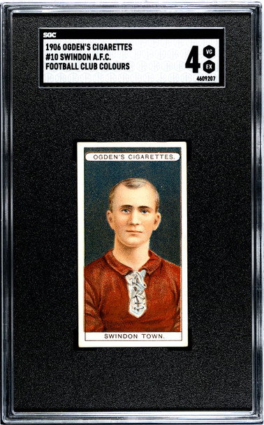1906 Ogden's Football (Soccer) Club Colours Swindon AFC #10 Football Club Colours SGC 4 front of card