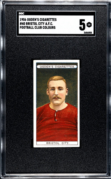 1906 Ogden's Football (Soccer) Club Colours Bristol City AFC #40 Football Club Colours SGC 5 front of card