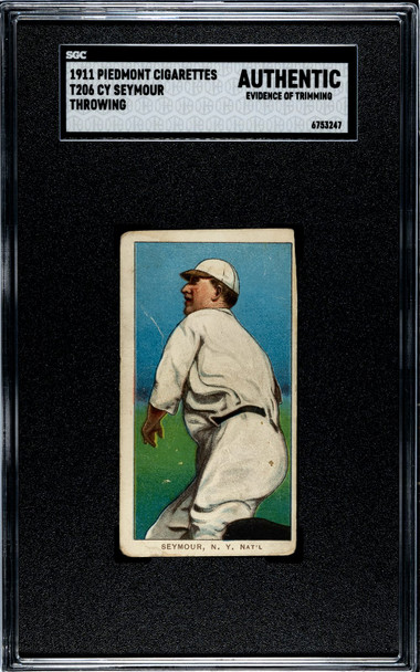 1911 T206 Cy Seymour Throwing Piedmont 350-460 SGC Authentic front of card