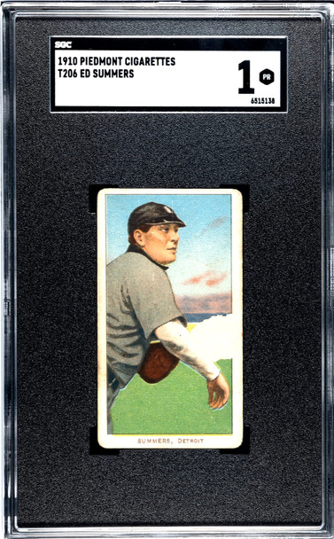 1910 T206 Ed Summers Piedmont 350 SGC 1 front of card