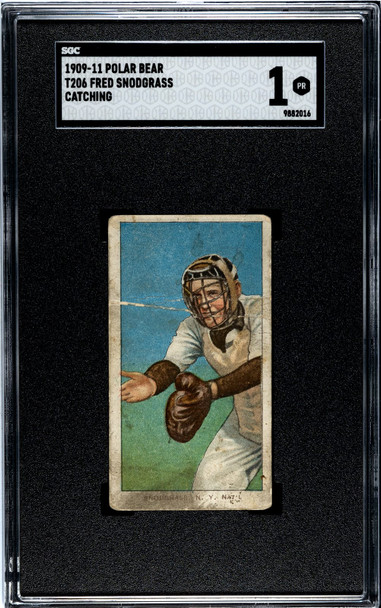 1909 T206 Fred Snodgrass Catching Polar Bear SGC 1 front of card