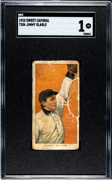 1910 T206 Jimmy Slagle Sweet Caporal 350 SGC 1 front of card