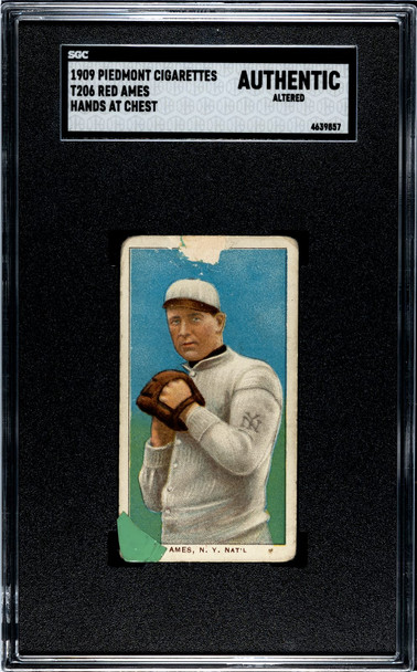 1909 T206 Red Ames Hands At Chest Piedmont 150 SGC Authentic front of card