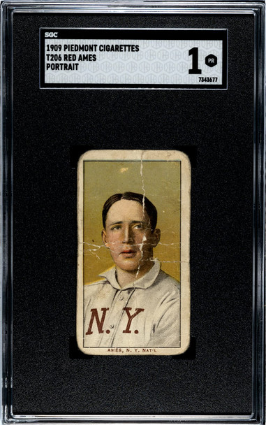 1909 T206 Red Ames Portrait Piedmont 150 SGC 1 front of card