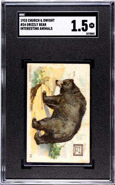 1915 Church & Dwight Company Grizzly Bear #24 Interesting Animals SGC 1.5 front of card
