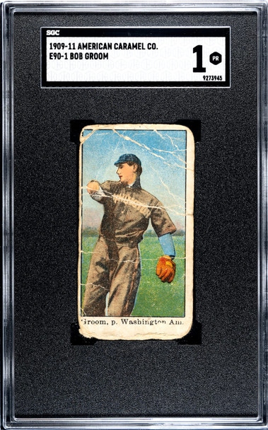 1909 E90-1 American Caramel Co. Bob Groom SGC 1 front of card