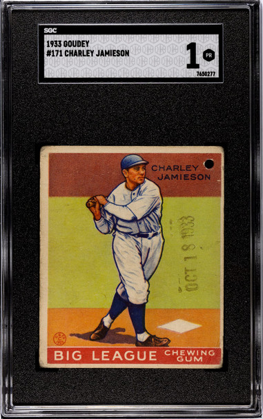 1933 Goudey Big League Chewing Gum Charley Jamieson #171 SGC 1 front of card