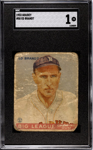 1933 Goudey Big League Chewing Gum Ed Brandt #50 SGC 1 front of card