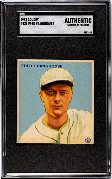 1933 Goudey Big League Chewing Gum Fred Frankhouse #131 SGC A front of card