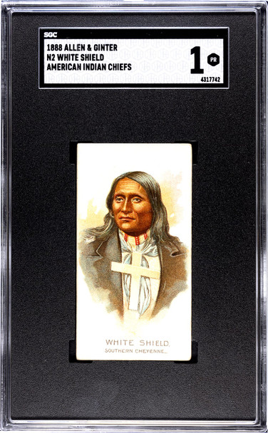 1888 N2 Allen & Ginter White Shield Celebrated American Indian Chiefs SGC 1 front of card