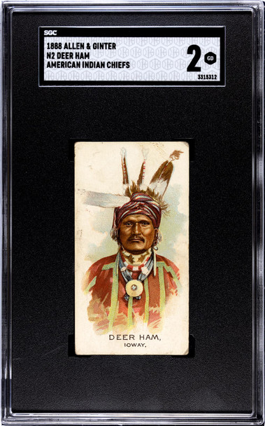 1888 N2 Allen & Ginter Deer Ham Celebrated American Indian Chiefs SGC 2 front of card
