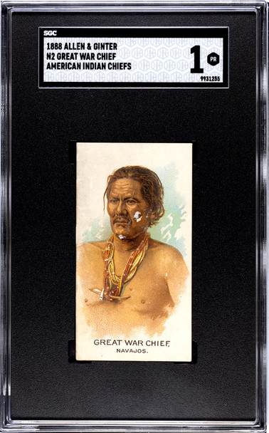 1888 N2 Allen & Ginter Great War Chief Celebrated American Indian Chiefs SGC 1 front of card