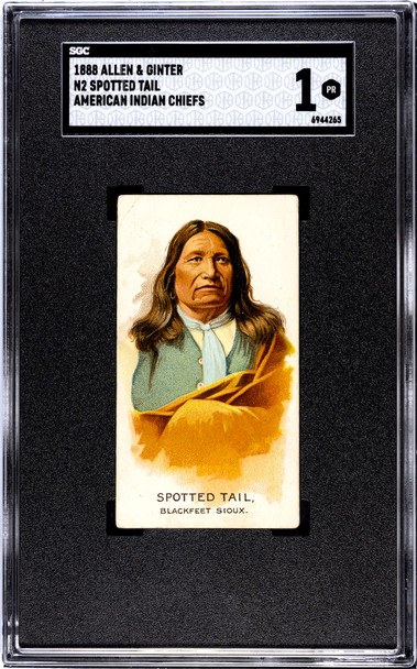 1888 N2 Allen & Ginter Spotted Tail Celebrated American Indian Chiefs SGC 1 front of card
