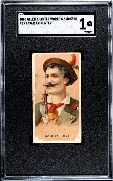 1888 N33 Allen & Ginter Bavarian Hunter World's Smokers SGC 1 front of card