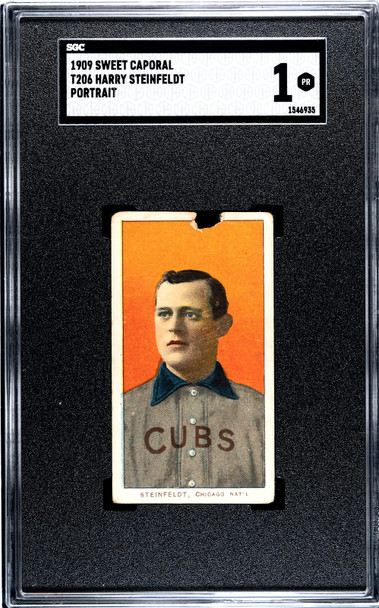 1909 T206 Harry Steinfeldt Portrait Sweet Caporal 150 SGC 1 front of card