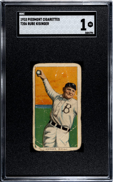 1910 T206 Rube Kisinger Piedmont 350 SGC 1 front of card