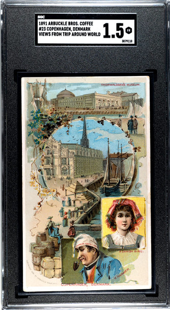 1891 Arbuckle Bros Coffee Copenhagen, Denmark #23 Views from a Trip Around the World SGC 1.5 front of card