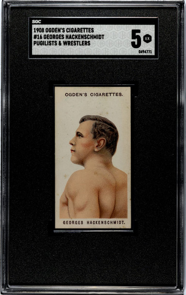 1908 Ogden's Cigarettes Georges Hackenschmidt #16 Pugilists & Wrestlers SGC 5 front of card