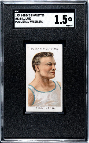 1909 Ogden's Cigarettes Bill Lang #62 Pugilists & Wrestlers SGC 1.5 front of card