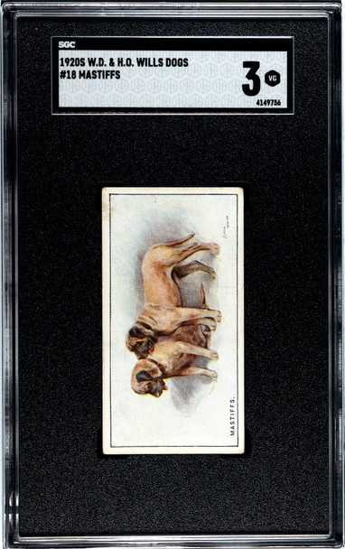 1920 W.D. & H.O. Wills Mastiffs #18 Dogs SGC 3 front of card