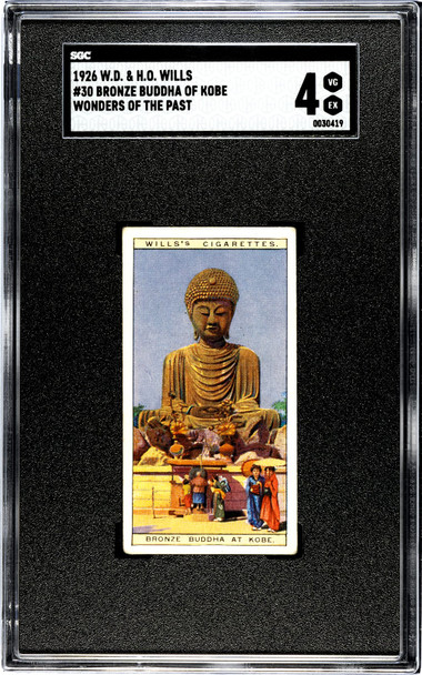 1926 W.D. & H.O. Wills Bronze Buddha of Kobe #30 Wonders of the Past SGC 4 front of card