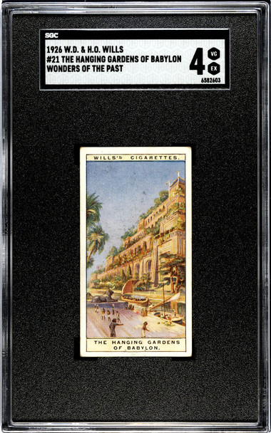 1926 W.D. & H.O. Wills The Hanging Gardens of Babylon #21 Wonders of the Past SGC 4 front of card