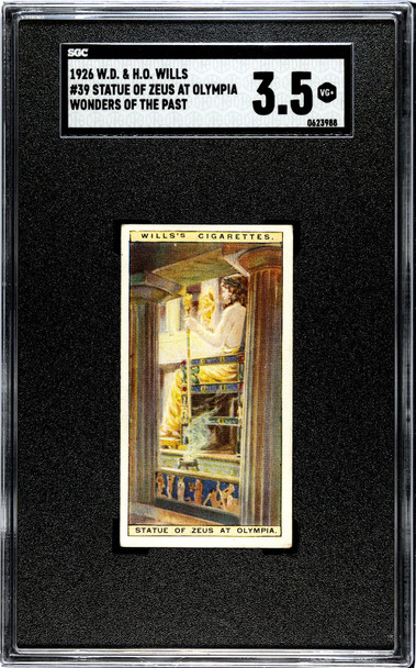 1926 W.D. & H.O. Wills Statue of Zeus at Olympia #39 Wonders of the Past SGC 3.5 front of card