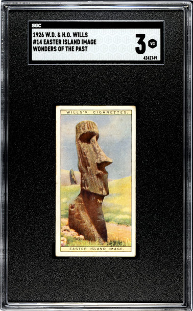 1926 W.D. & H.O. Wills Easter Island #14 Wonders of the Past SGC 3 front of card