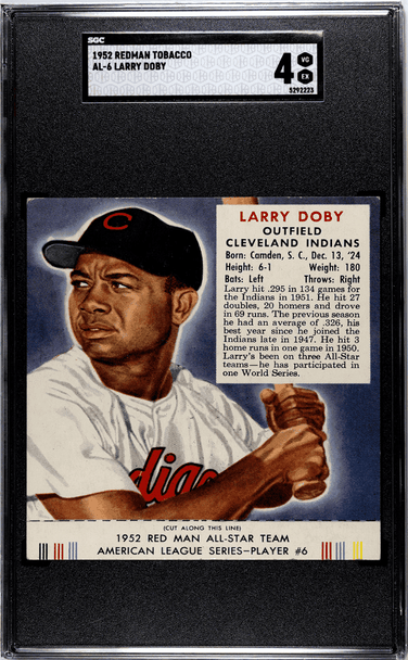 1952 Redman Tobacco Larry Doby With Tab #AL-6 SGC 4 front of card