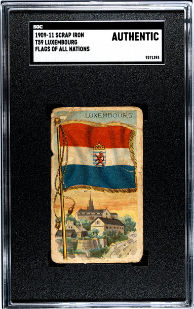 1909 T59 Flags of all Nations Luxembourg HBF Back Stamp Flags of All Nations SGC Authentic front of card