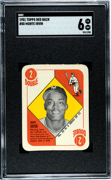 1951 Topps Monte Irvin #50 Red Back SGC 6 front of card